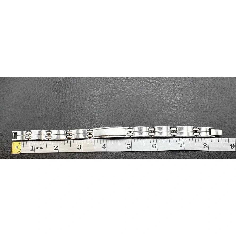 Citizen Stainless Steel Link Silver Tone ID Bracelet Blank Satin Finish 8.5